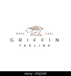 Line Art Griffin Vektor Illustration Logo Design Vorlage Stock Vektor