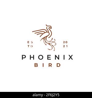 Line Art Phoenix Logo Design Vektor-Vorlage Stock Vektor
