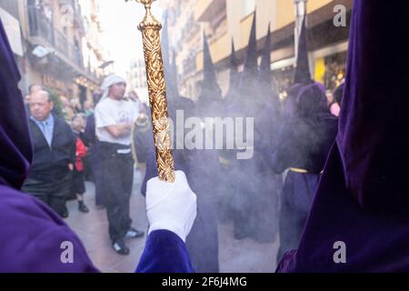 Bruderschaft des Vaters, den auferstandenen Jesus während der Prozession der Karwoche am Sonntag der Auferstehung, Linares, Andalusien, Spanien Stockfoto