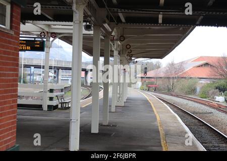 Der Bahnhof Llandudno Junction liegt an der Bahnlinie von Crewe nach Holyhead, Nordwales Küste Stockfoto