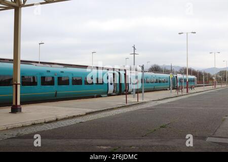 Llandudno Bahnhof, dient der Küstenstadt Llandudno, Nordwales Stockfoto