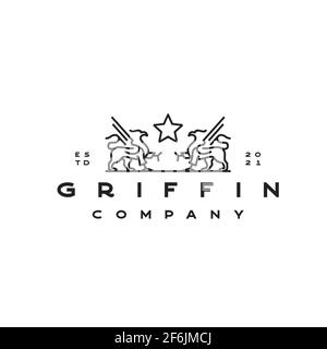 Line Art Griffin Vektor Illustration Logo Design Vorlage Stock Vektor