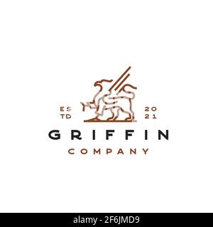 Line Art Griffin Vektor Illustration Logo Design Vorlage Stock Vektor