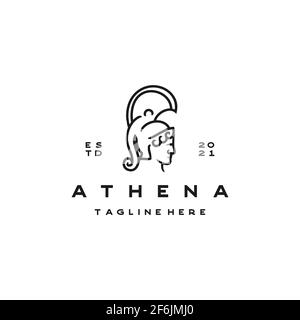 Goddess greek Athene Line Art Logo Design Vorlage. Elegant, luxuriös, Premium-Vektor Stock Vektor