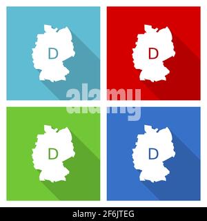 Karte von Deutschland Icon-Set, flache Design-Vektor-Illustration in eps 10 für webdesign und mobile Anwendungen in vier Farbvarianten Stock Vektor