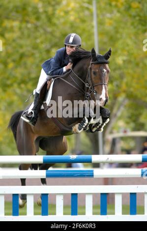 CSIO Masters, Spruce Meadows 2004, Tani Anderson aus Kanada auf Galant d'Elle Stockfoto