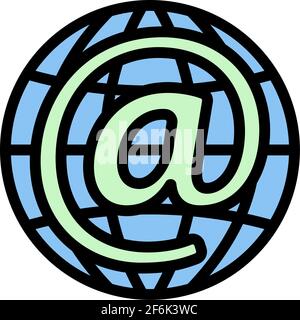 Globales E-Mail-Symbol. Editierbare Fett Formatigte Kontur Mit Farbfüllungsdesign. Vektorgrafik. Stock Vektor