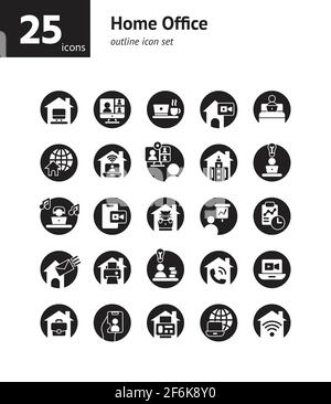 Durchgehende Symbole für das Home Office. Vektor und Illustration. Stock Vektor