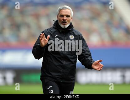 Aktenfoto vom 06-03-2021 von Jim Goodwin, Manager von St. Mirren. Bilddatum: Samstag, 6. März 2021. Ausgabedatum: Donnerstag, 1. April 2021. Stockfoto