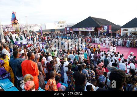 Veranstaltungsort Des Olojo-Festivals, Ile-Ife, Osun State, Nigeria. Stockfoto