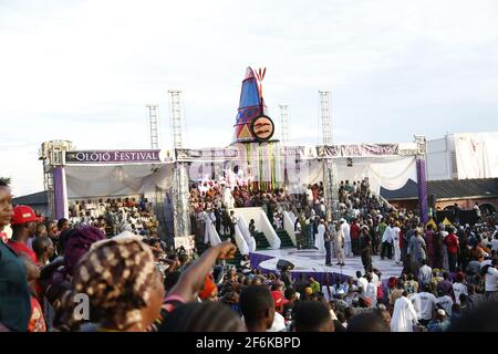 Veranstaltungsort Des Olojo-Festivals, Ile-Ife, Osun State, Nigeria. Stockfoto