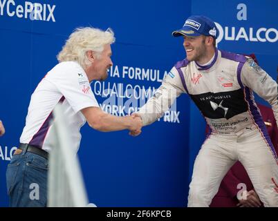 BIRD Sam (gbr), Formula E Team DS Automobiles Virgin Racing, BRANSON Richard, Ambiance Portrait während der Formel E Meisterschaft 2017, in New York City, USA, vom 14. Bis 16. juli - Foto Antonin Vincent / DPPI Stockfoto