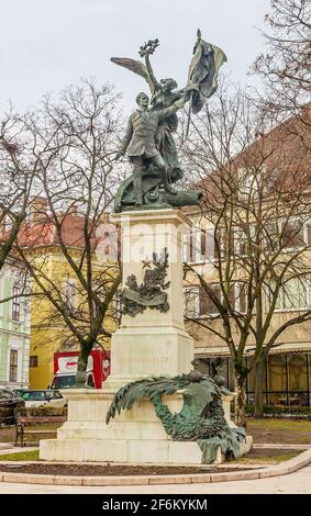 Denkmal des Indipendenzkrieges 1848-49 von Gyorgy Zala Disz ter Castle Bezirk gemacht. Ungarn. Budapest Stockfoto