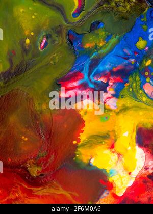 Abstrakte Kunst Mehrfarben Malerei kreative Hand gemalten Hintergrund, Pinsel Textur, Acrylmalerei auf Leinwand. Handgezeichnete Grafiken mischen Pinselstrich. Mo Stockfoto