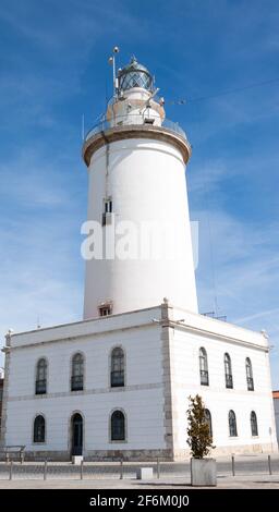 La Farola de Málaga - der Leuchtturm von Malaga Stockfoto