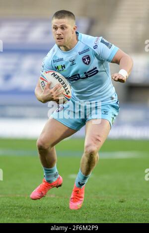 St. Helens, England - 1. April 2021 - Ryan Hampshire von Wakefield Trinity in Aktion während der Rugby League Betfred Super League Runde 2 Wigan Warriors vs Wakefield Trinity im Totally Wicked Stadium, St. Helens, Großbritannien Dean Williams/Alamy Live News Stockfoto