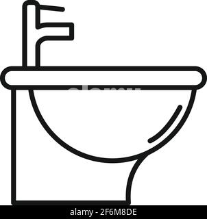 Hygiene-Bidet-Symbol, Umriss-Stil Stock Vektor