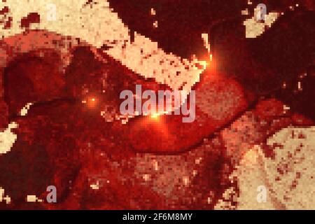Abstrakter Marmorhintergrund aus Rot, Wein und Gold mit Funkeln. Vektor-Textur in Alkoholtinte Technik mit Glitzer. Vorlage für Banner, Poster Design. Stock Vektor
