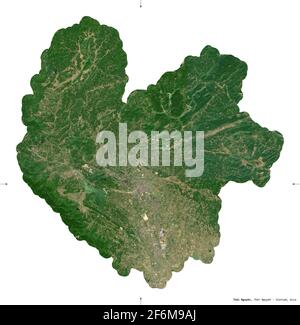 Thai Nguyen, Provinz Vietnam. Sentinel-2-Satellitenbilder. Form isoliert auf Weiß. Beschreibung, Lage der Hauptstadt. Enthält modifizierten Kopierer Stockfoto