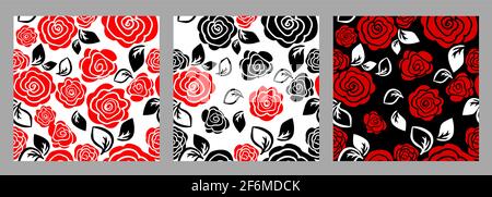 Der nahtlose Hintergrund ist einfache Rosen. Dunkler und heller Hintergrund. Vektorgrafik Stock Vektor