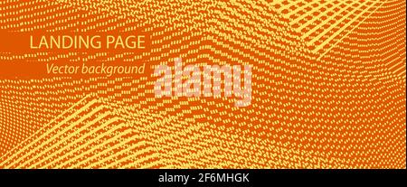 Leuchtend orange, gelbe Landing-Page-Vorlage, Banner-Hintergrund. Muster für Technologiepunkte. Gepunktete Linien. Vector digitales Datenkonzept. Abstraktes Design Stock Vektor