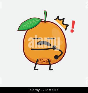 Vektor-Illustration von Navel Orange Charakter mit niedlichem Gesicht, einfachen Händen und Bein Linie Kunst auf isolierten Hintergrund. Flache Cartoon Doodle Stil. Stock Vektor