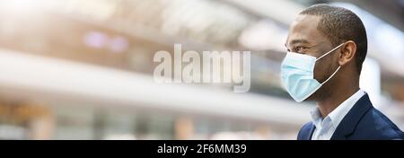 African American Man African Medical Gesichtsmaske Stockfoto