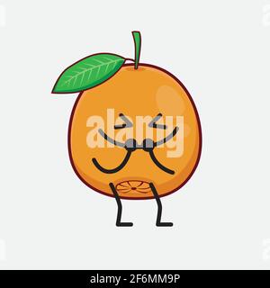 Vektor-Illustration von Navel Orange Charakter mit niedlichem Gesicht, einfachen Händen und Bein Linie Kunst auf isolierten Hintergrund. Flache Cartoon Doodle Stil. Stock Vektor