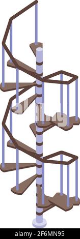 Symbol für die Wendeltreppe im Außenbereich. Isometrisches Vektor-Symbol für spiralförmige Treppe im Außenbereich für Webdesign isoliert auf weißem Hintergrund Stock Vektor