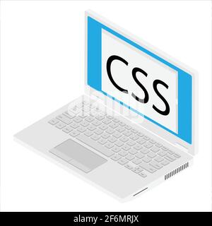 Vector Laptop Codierungskonzept. Web-Entwickler, Design, Programmierung. Bildschirmcode für Laptop Stock Vektor