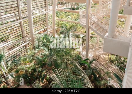 Der Umm Al Emarat Park in Abu Dhabi, Vereinigte Arabische Emirate, ist ein urbaner, entspannender Park mit modernem Design Stockfoto