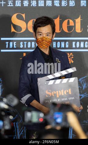 HONGKONG, HONGKONG SAR, CHINA: 1. APRIL 2021. Schauspieler Cheung Tat-ming. Das 45. Internationale Filmfestival von Hongkong (HKIFF45) beginnt mit der Gala-Premiere von Septet: The Story of Hong Kong, einer Feier von sieben berühmten Filmemachern aus Hongkong und dem Kino, das sie lieben. Neben den Regisseuren Sammo HUNG, Ann HUI, Patrick TAM, YUEN wo-ping und Johnnie TO bei der Eröffnungszeremonie des Hong Kong Cultural Center sind der HKIFF45-Botschafter Aaron KWOK und Gary MAK, der stellvertretende Leiter von Create Hong Kong, anwesend. Ebenfalls anwesend sind die Darsteller Timmy HUNG, Jennifer YU, YUEN Wah, Ashley LAM, NG Wing-sze, WU Tsz-tung, E Stockfoto