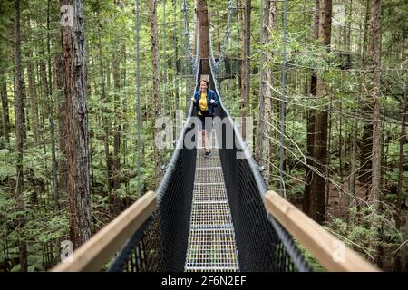 Ein Roadtrip um die Ostküste der Nordinsel Neuseelands. Rotorua Redwood Treetops Treewalk. Neville Marriner Leica M10 Stockfoto