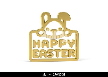 Goldenes ostern 3d-Symbol auf weißem Hintergrund - 3d-Rendering Stockfoto