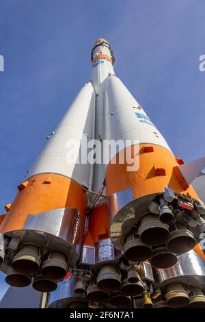 Cosmic Samara Space Museum in Russland P7 Rakete draußen Stockfoto