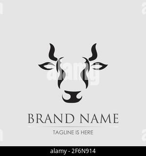 Kuhkopf-Design-Vektor auf grauem Hintergrund. Nutztier Stock Vektor