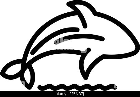 Symbol des springenden Orcas. Umriss Springen Orca Vektor-Symbol für Web-Design isoliert auf weißem Hintergrund Stock Vektor