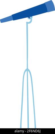 Teleskop auf Stativ Linearvektor-Symbol. Astronomeinstrument, wissenschaftliche Ausrüstung, Raumbeobachtungstool Umriss Illustration. Sternsymbol Stock Vektor