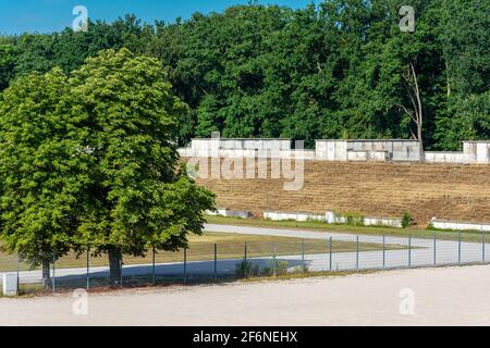 NÜRNBERG, 28. JULI 2020: Überreste der Zeppelinfeld-Tribüne in Nürnberg. Es ist die Tribüne, von der Adolf Hitler Spee machte Stockfoto