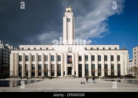 Villeurbanne (Frankreich), 18. März 2021.die Stadt Villeurbanne wurde als französische Kulturhauptstadt 2022 bezeichnet. Blick auf das Rathaus von Villeurbanne Stockfoto