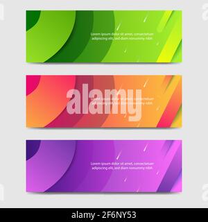 Dynamische Farbverlauf- und futuristische Hintergrundvorlage für Headline- und Header-Banner mit Wellenform oder fließender Form und geometrischem Element. Geeignet für soziale Medien Stock Vektor