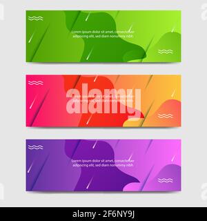 Dynamische Farbverlauf- und futuristische Hintergrundvorlage für Headline- und Header-Banner mit Wellenform oder fließender Form und geometrischem Element. Geeignet für soziale Medien Stock Vektor