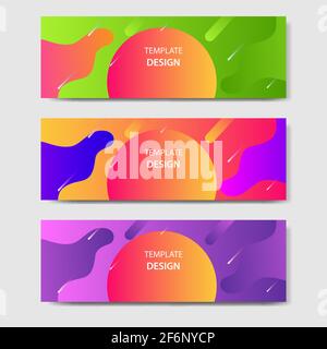 Dynamische Farbverlauf- und futuristische Hintergrundvorlage für Headline- und Header-Banner mit Wellenform oder fließender Form und geometrischem Element. Geeignet für soziale Medien Stock Vektor