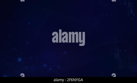 Blaue Vektornetzlinien und Punkte auf einem unscharfen dunkelblauen Hintergrund. Abstrakter Hintergrund für Poster, Banner, Website oder Vorlage in 4k-Auflösung. Stockfoto