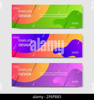 Dynamische Farbverlauf- und futuristische Hintergrundvorlage für Headline- und Header-Banner mit Wellenform oder fließender Form und geometrischem Element. Geeignet für soziale Medien Stock Vektor