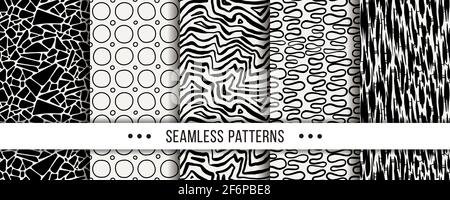 Nette Sammlung von Doodle Hipster nahtlose Muster. Ornament Set für Ihr Design, Tapete, Hintergrund, Stoff Textil. Vektorgrafiken Stock Vektor