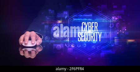 Handgriff für drahtlose Peripheriegeräte, Cyber-Sicherheitskonzept Stockfoto