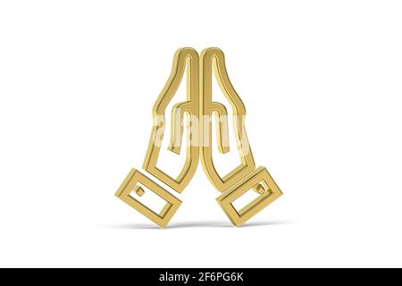 Goldene ostern 3d-Symbol - Hände im Gebet gefaltet auf Weißer Hintergrund - 3d-Rendering Stockfoto