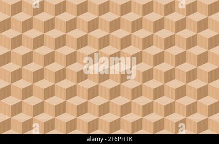 Holzwürfel. Nahtlose Tapete, dreidimensionale Parkettkunst, nahtlos. Stockfoto