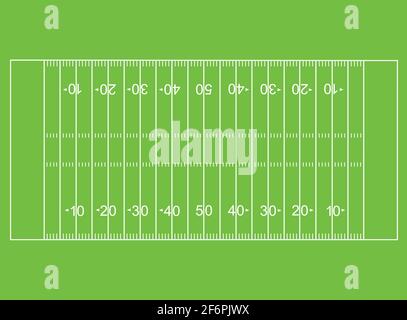 American Football Field. Fußballplatz in Draufsicht. Flacher Stil. Stockfoto